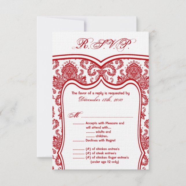 Damasco del Boda de tarjetas 3.5x5 R.S.V.P (Anverso)