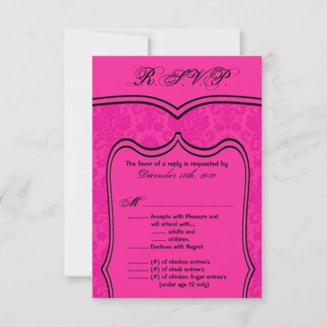 Damasco del Boda de tarjetas 3.5x5 R.S.V.P (Anverso)