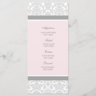 Damasco del gris del rosa del menú de la boda