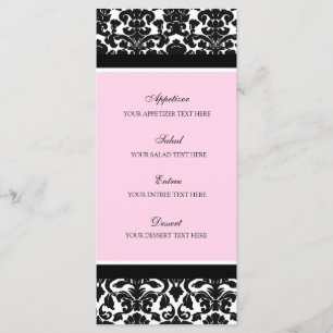 Damasco del negro del rosa del menú de la boda