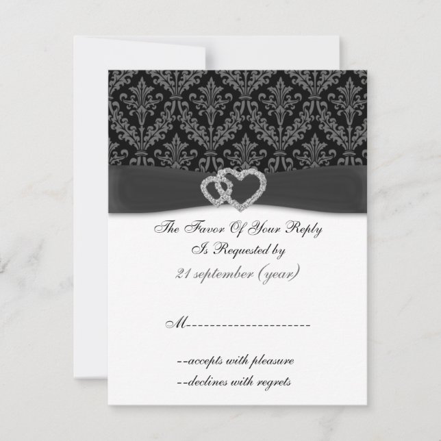 damasco diamante boda carbonero RSVP (Anverso)