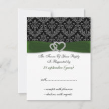 damasco diamante boda verde RSVP