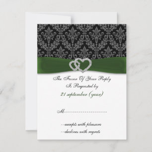 damasco diamante boda verde RSVP
