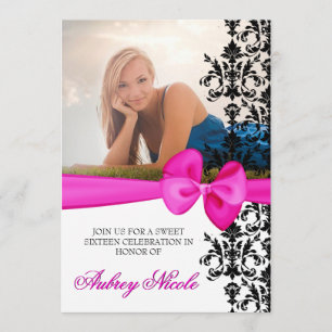 Damasco doblado con acento 5 x 7 invitaciones [ros