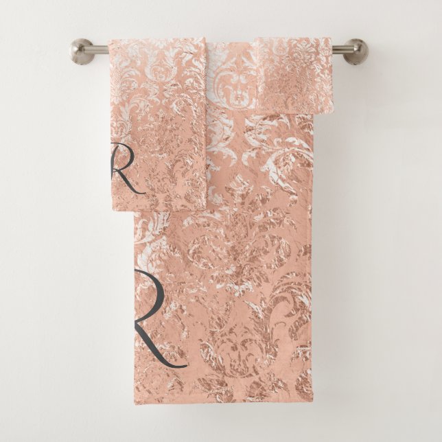 Damasco dorado rosa monogramado (In situ)