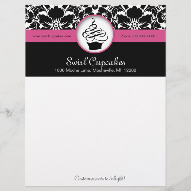 Damasco floral del rosa del papel con membrete de (Anverso)