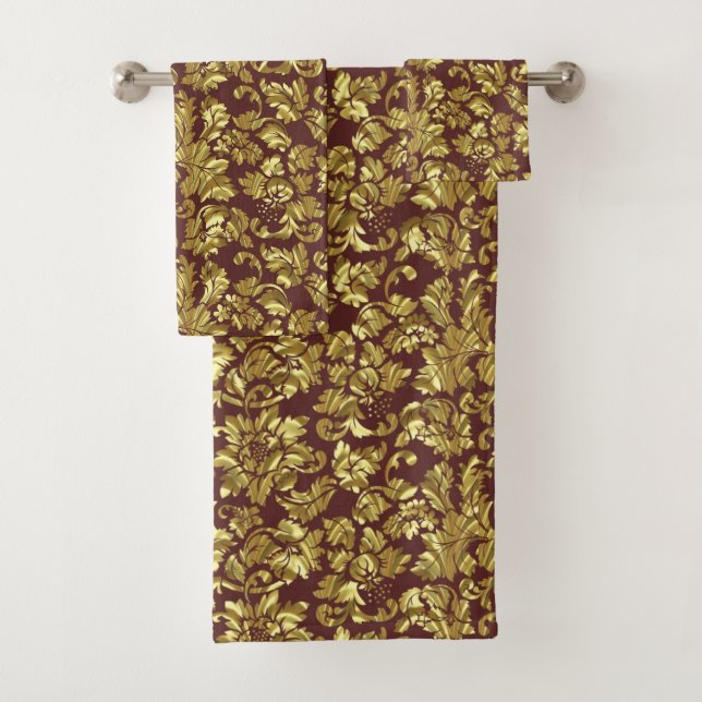 Damasco Floral Dorado Monogramado (In situ)