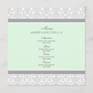 Damasco floral gris de la menta del menú de la