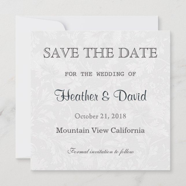 Damasco floral Guardar la invitación de la boda de (Anverso)