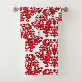 Damasco floral rojo del día de fiesta en el