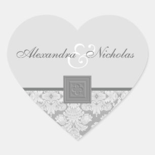 Damasco gris con pegatinas de casamiento cruzado d