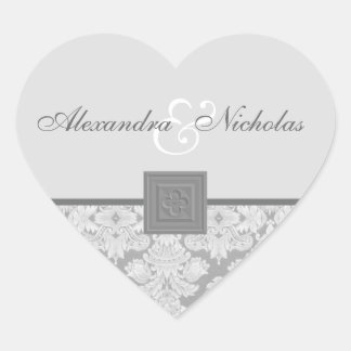 Damasco gris con pegatinas de casamiento cruzado d