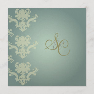 Damasco + invitaciones azules/bodas de plata