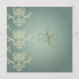 Damasco + invitaciones azules/bodas de plata