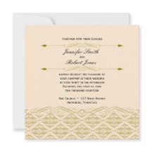 Damasco moderno en marfil y la invitación a la bod