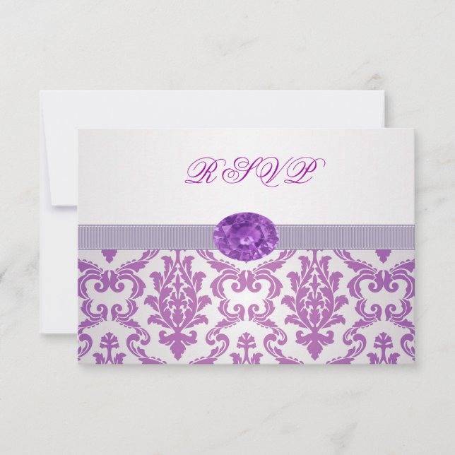 Damasco morado, imagen amatista Invitación RSVP (Anverso)