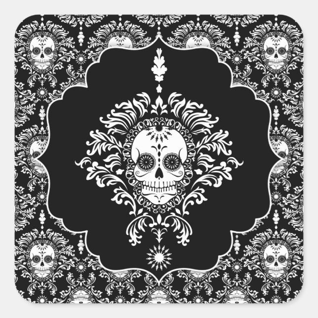 Damasco Muerto - Pegatinas de cráneo de azúcar enm (Anverso)