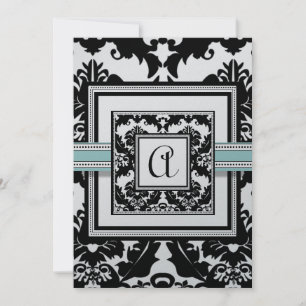 Damasco negro con invitación a la boda de Aqua Tri