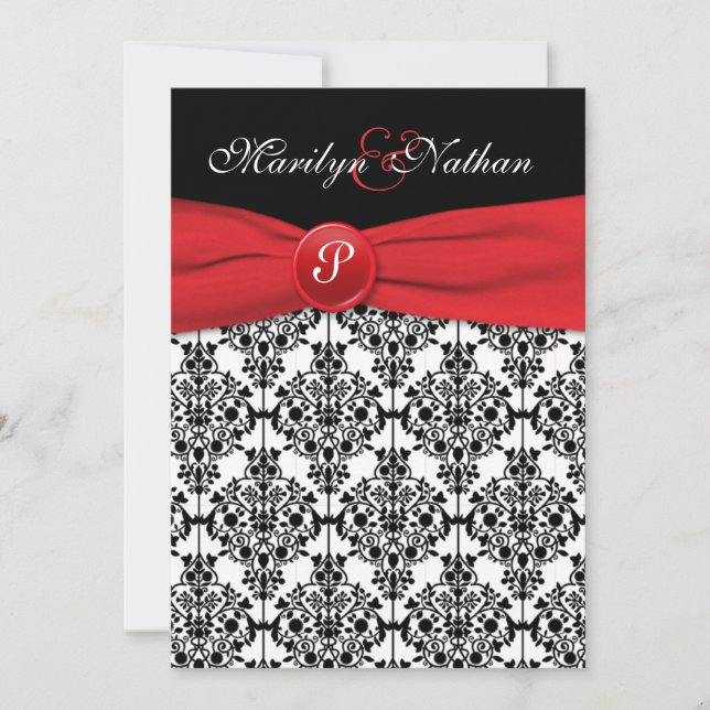 Damasco negro con invitación a la boda roja de ama (Anverso)