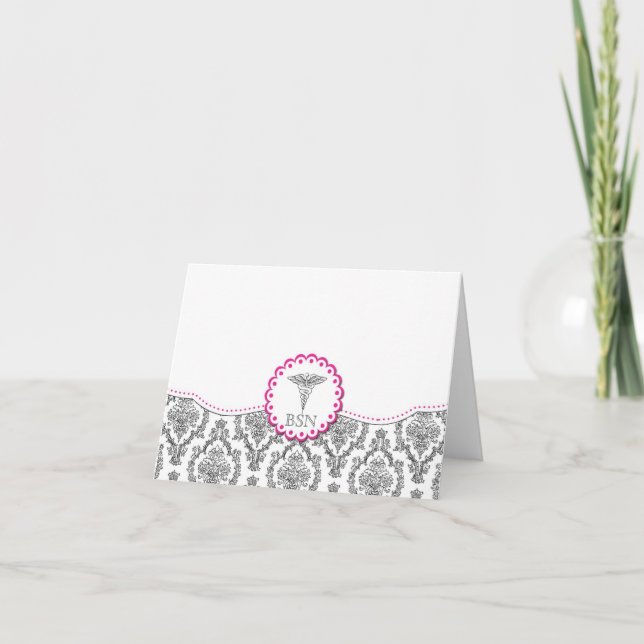 Damasco negro con rosa caliente LPN RN Notas de ag (Anverso)