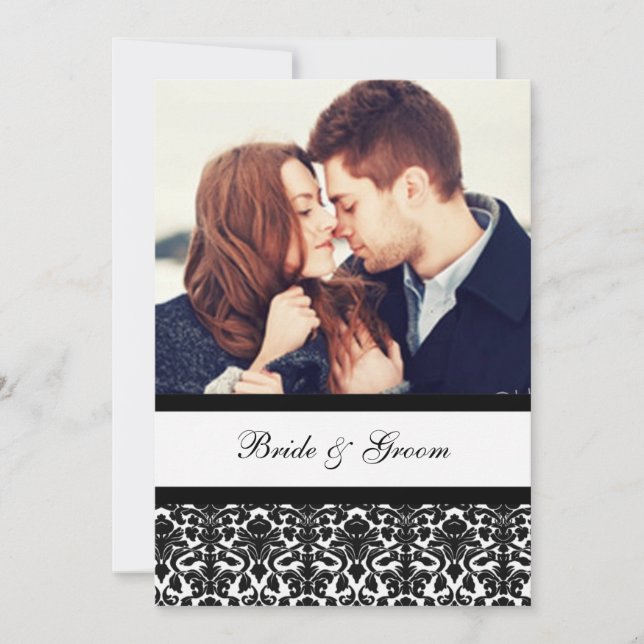 Damasco negro de las invitaciones de la boda de la (Anverso)