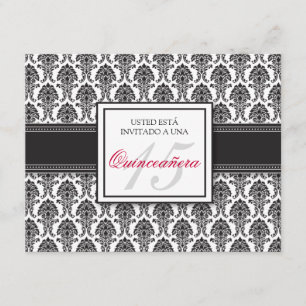 Damasco negro ESPAÑOL Quinceañera Invitación
