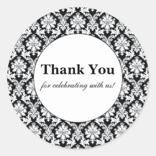 Damasco Negro Gracias Pegatinas redondos