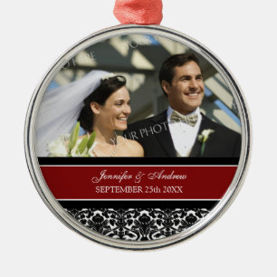 Damasco negro rojo del favor del ornamento de la