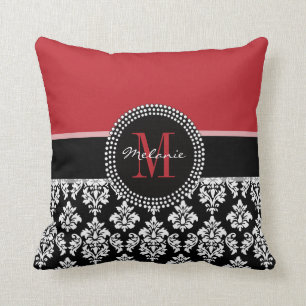 Damasco negro rojo femenino su almohada del nombre
