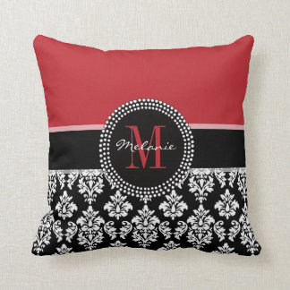 Damasco negro rojo femenino su almohada del nombre