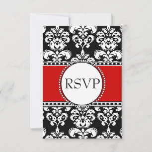 Damasco negro RSVP rojo para las invitaciones