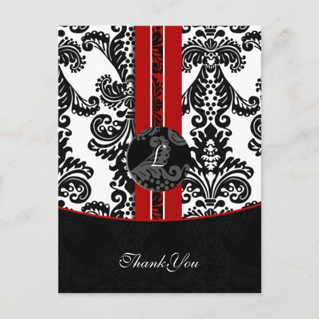damasco rojo gracias tarjetas (Anverso)