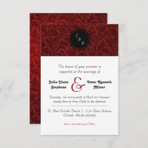 Damasco Rojo - Invitación a la boda 3x5