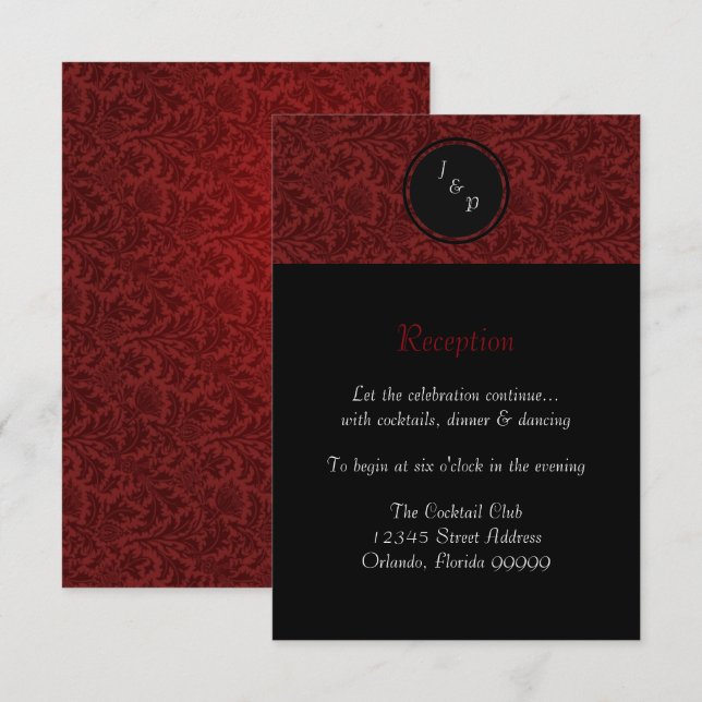 Damasco Rojo - Invitación de Recepción (Anverso / Reverso)