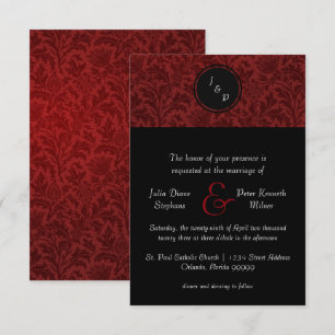 Damasco rojo y arco rojo - Invitación de matrimoni