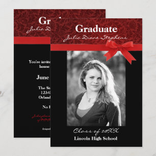 Damasco Rojo y Vaca Roja - Invitación de graduació