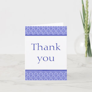 Damasco romántico tarjeta de agradecimiento, azul 