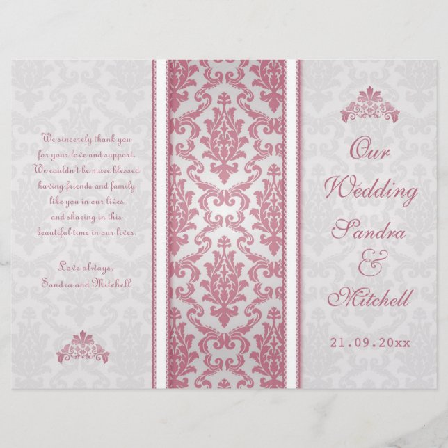 damasco rosa en el programa de bodas de plata (Anverso)