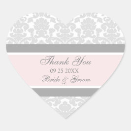 Damasco Rosa Gris Gracias Etiquetas Favor De Boda