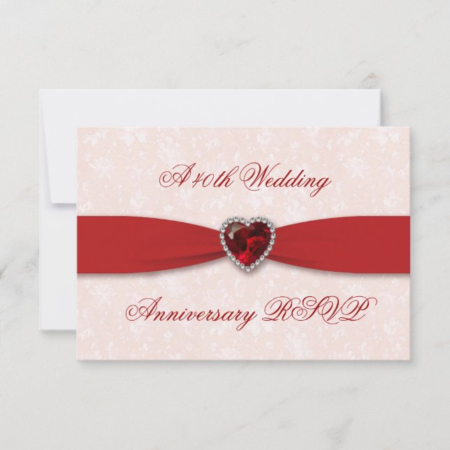 Damasco suave 40 Aniversario Boda RSVP (Anverso)