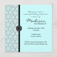 Damasco Turquesa Invitación barroca 16 fiestas