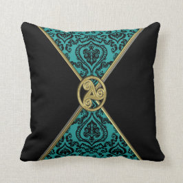 Damasco verde y negro con la almohada céltica del
