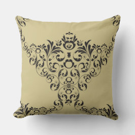 Damasco victoriano en negro sobre Cojín decorativo