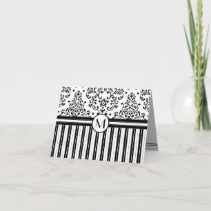 Damasco y Raya-Monograma florales negros