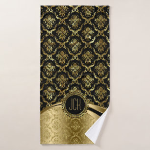 Damascos Florales De Oro Y Negro
