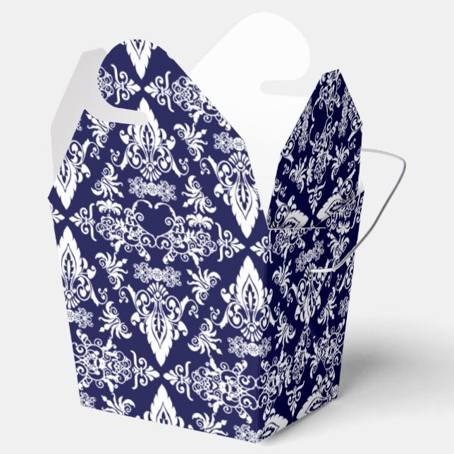 Damask 05 Navy-White-Sacar cajas Favor (Abierto)