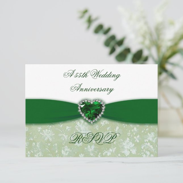 Damask 55º Aniversario del Boda RSVP (Anverso de pie)