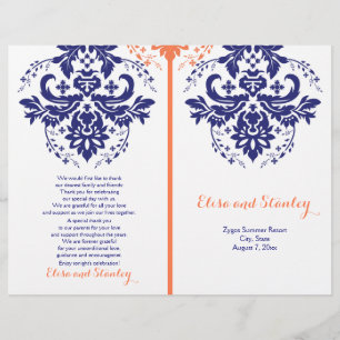 Damask azul marino, programa de bodas de coral