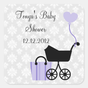 Damask Baby Shower : Chica : Pegatinas