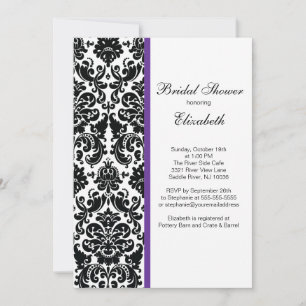 Damask Bridal Shower Invitación Eggplant Purple